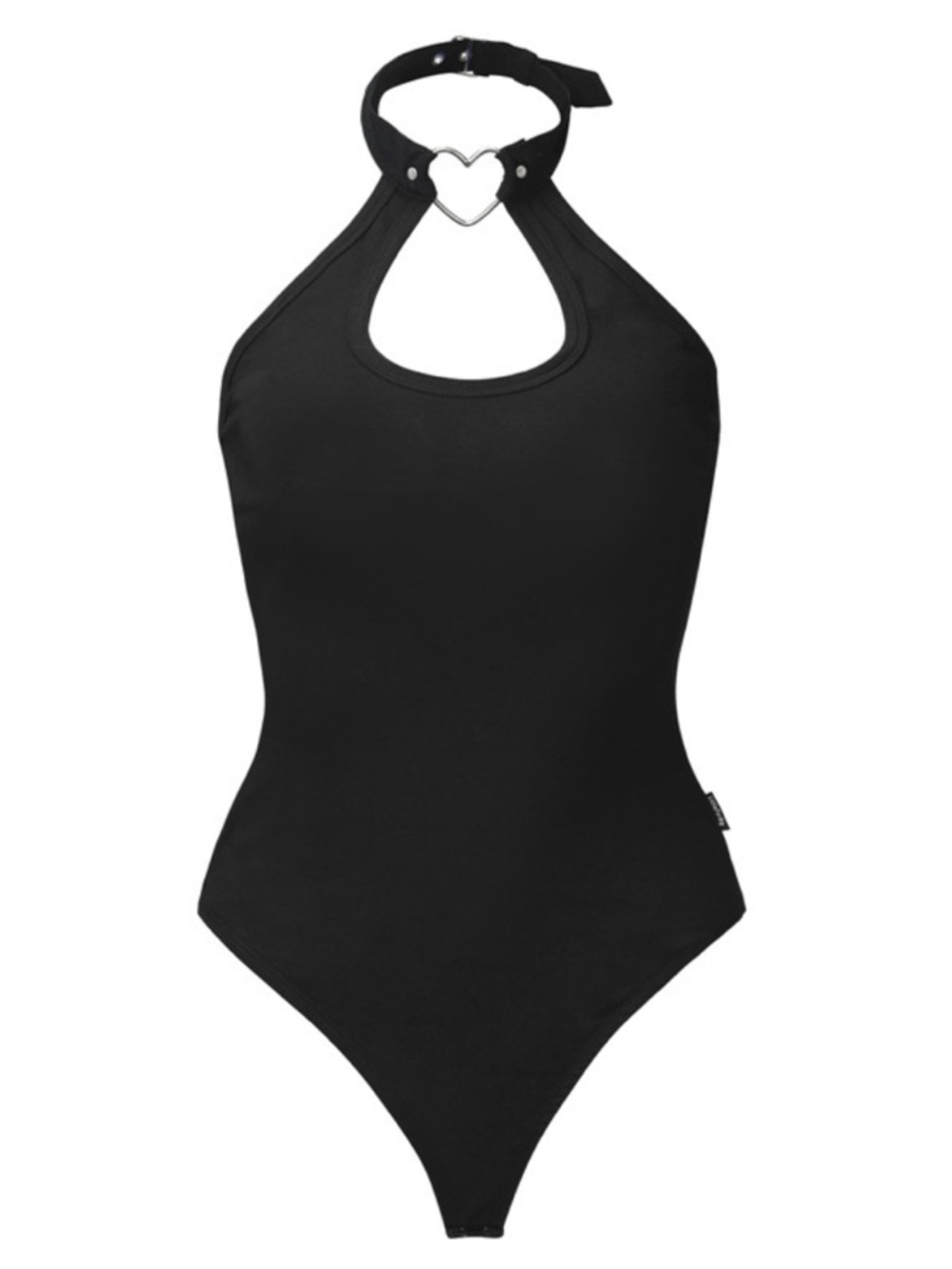 Black Halter Bodysuit Little for Big Heart Choker Thong